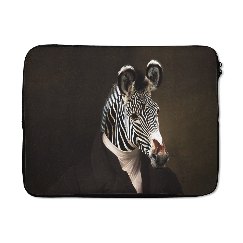 MuchoWow Laptop Hülle 17 Zoll Laptoptasche Malerei - Zebra - Tierkopf - Zipper - Schutzabdeckung