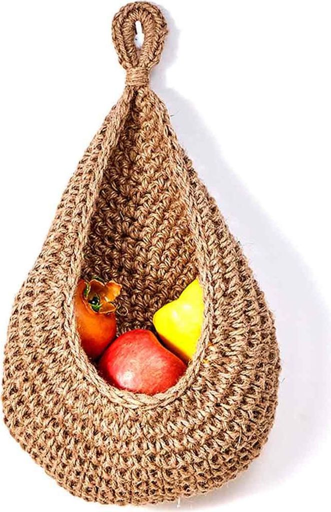 Závěsný koš na ovoce do kuchyně, boho styl, tkaný koš na Obrázek produktu 