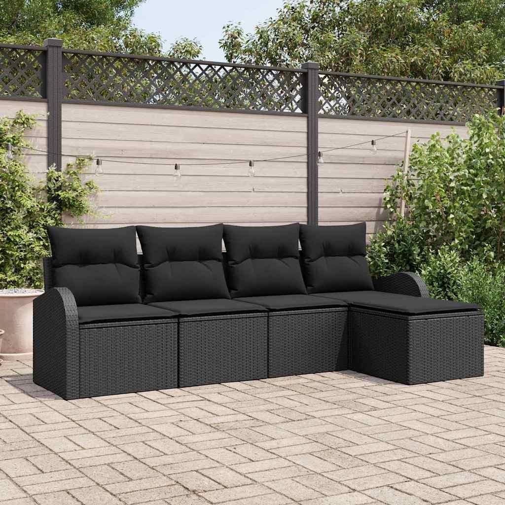 "Rabatt" Sofa Set mit Kissen mit Speicher - 5 pcs Schwarz Poly-Rattan - Lounge-Dining set CC13022