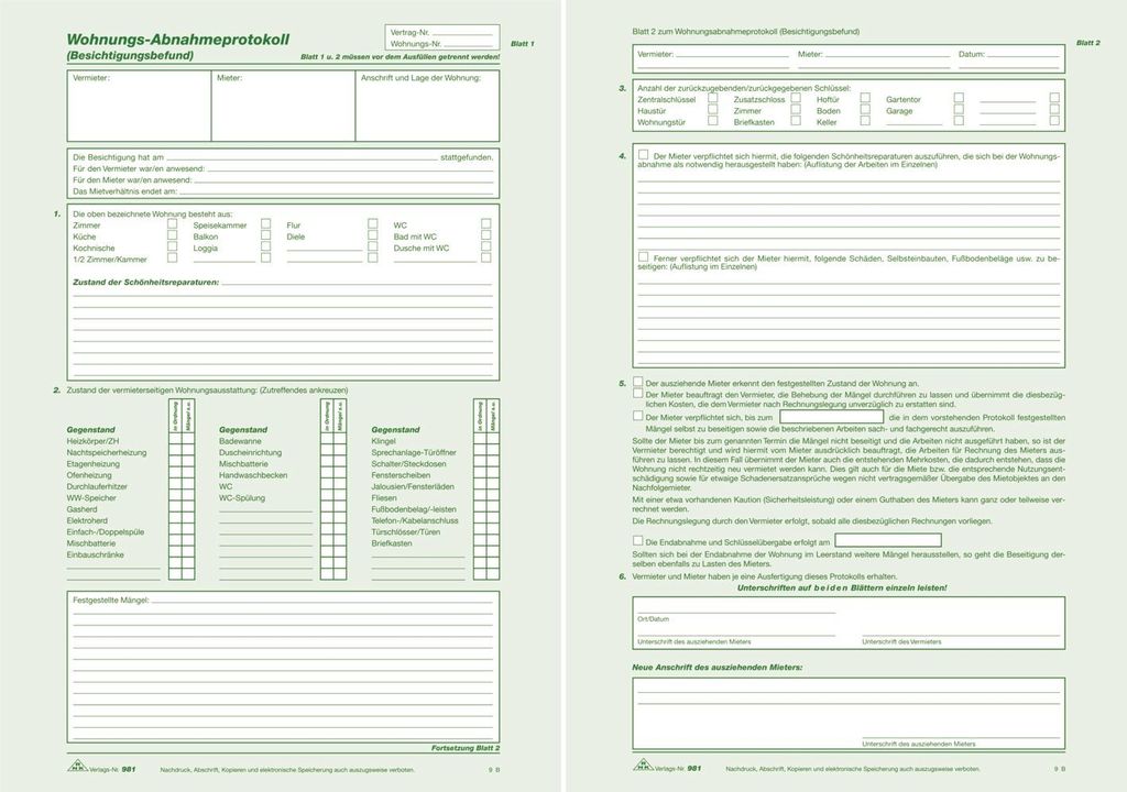 RNK Verlag: Protocolo de recepción de viviendas, formato Imagen del producto 