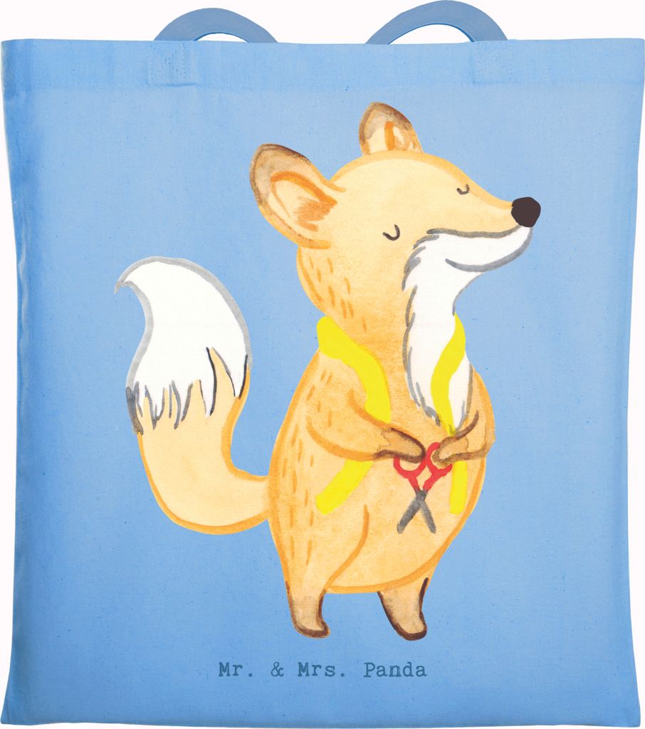 Mr. & Mrs. Panda Shopping Tasche Schneider Herz - Sky Blue - Geschenk, dokumententasche, Schultasche, Jutebeutel, Stoffbeutel, Tote Bag