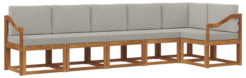 vidaXL Outdoor-Sofagarnitur mit Kissen 6 pcs Natürlich und Hellgrau