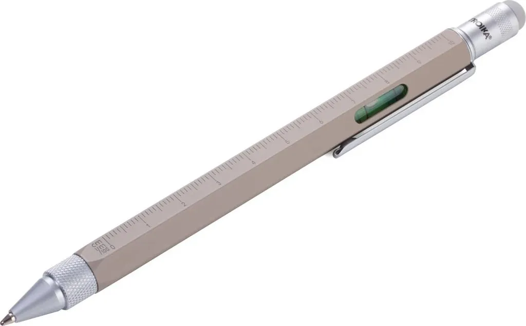 Stylo Bille Multifonction TROIKA CONSTRUCTION Gris avec Échelle de Mesure
