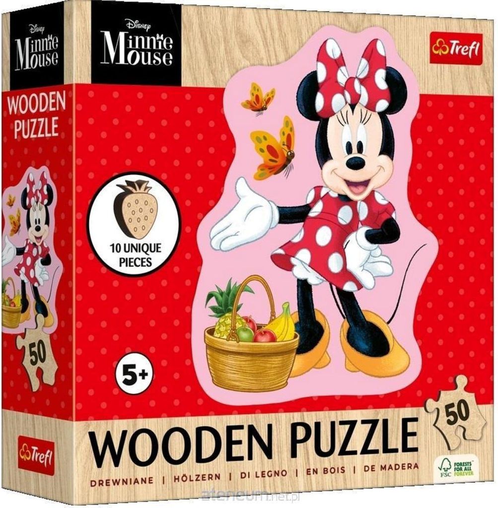 Puzzle konturowe drewniane Wesoła Minnie 50 elementów