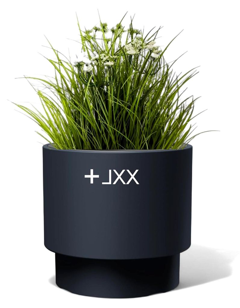 Runder Blumenkübel mit Inneneinsatz – Moderner Blumentopf in Matt – Frostbeständig & UV-resistent – Anthrazit – Größe XXL Ø 47 cm – ...