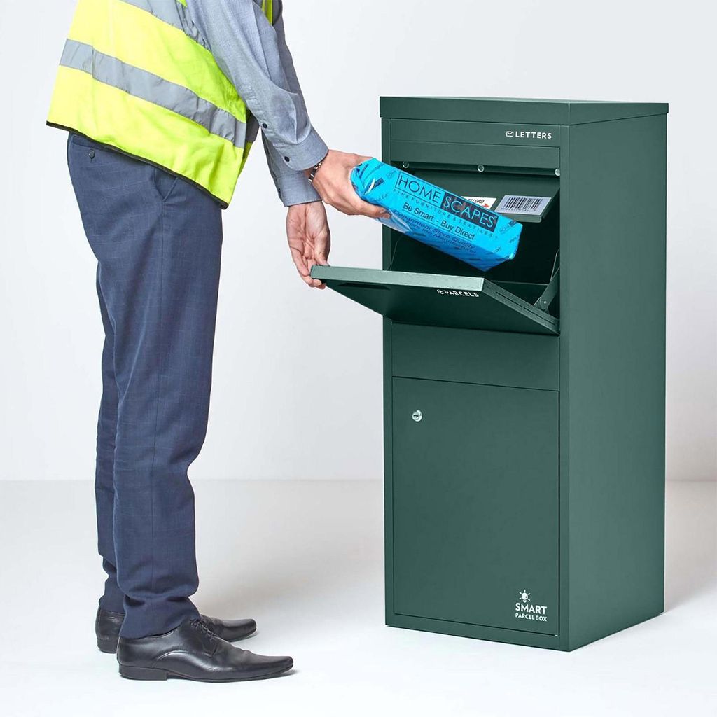 SMART PARCEL BOX Großer Paketbriefkasten, Entnahme hinten & vorne, grün