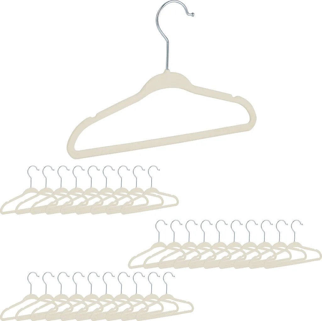 Cintres Velours Antidérapants Beige pour Vêtements Enfant - 120 Unités