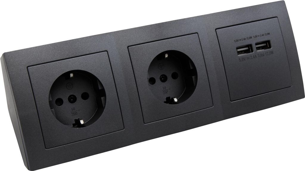 Steckdosenblock McPower ''Flair'' anthrazit, 2-fach Produktbild 