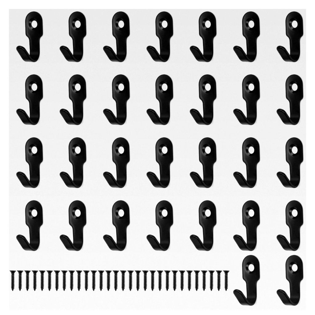 30 Schraubhaken, 27 mm Edelstahl Wandhaken Schwarz, Kleine Schraubhaken im Vintage-Stil für Flur, Schlafzimmer und Wohnzimmer