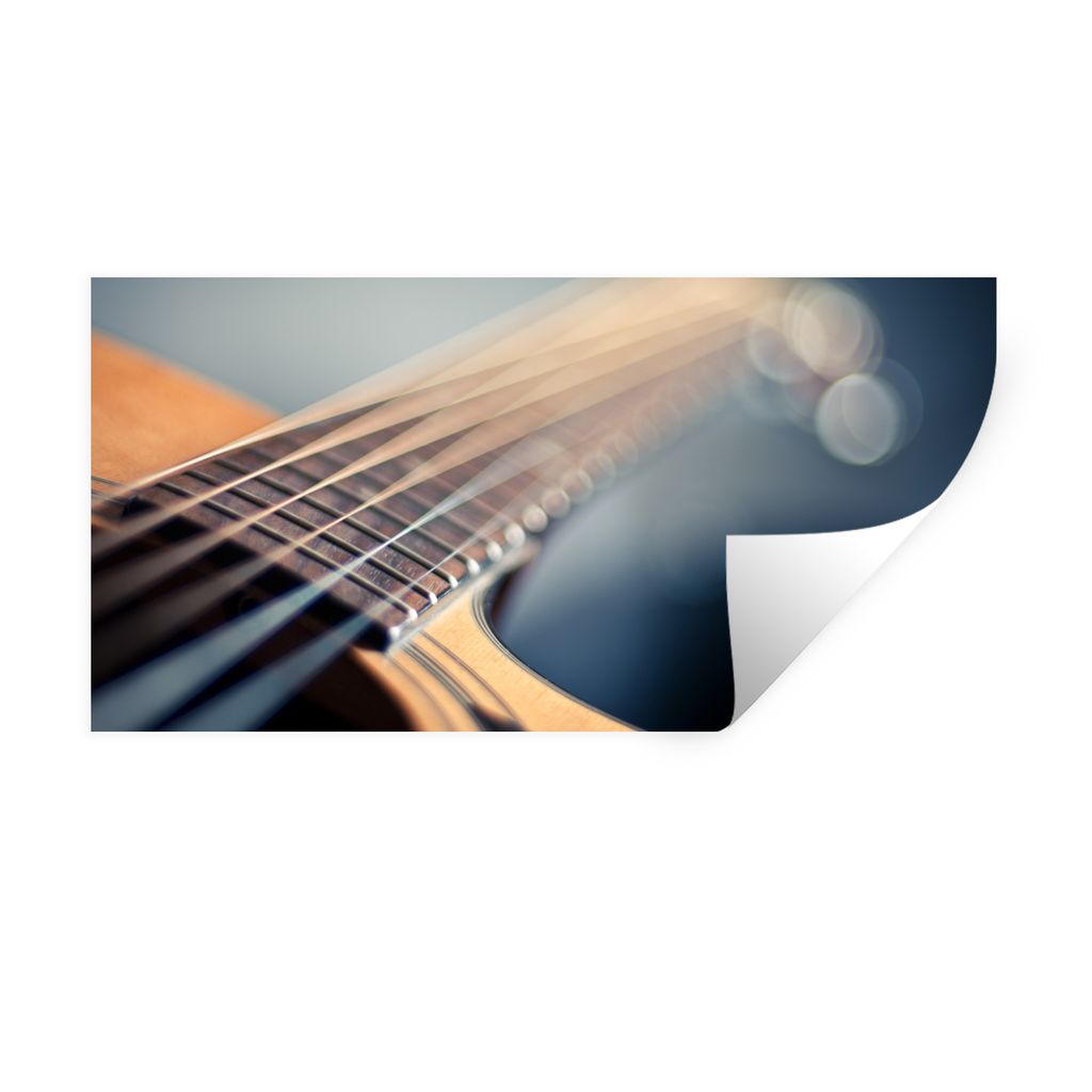 MuchoWow Wandtattoo Wandsticker Wandaufkleber Nahaufnahme der Saiten einer akustischen Gitarre 160x80 cm Selbstklebend und Repositionierbar - Sti...