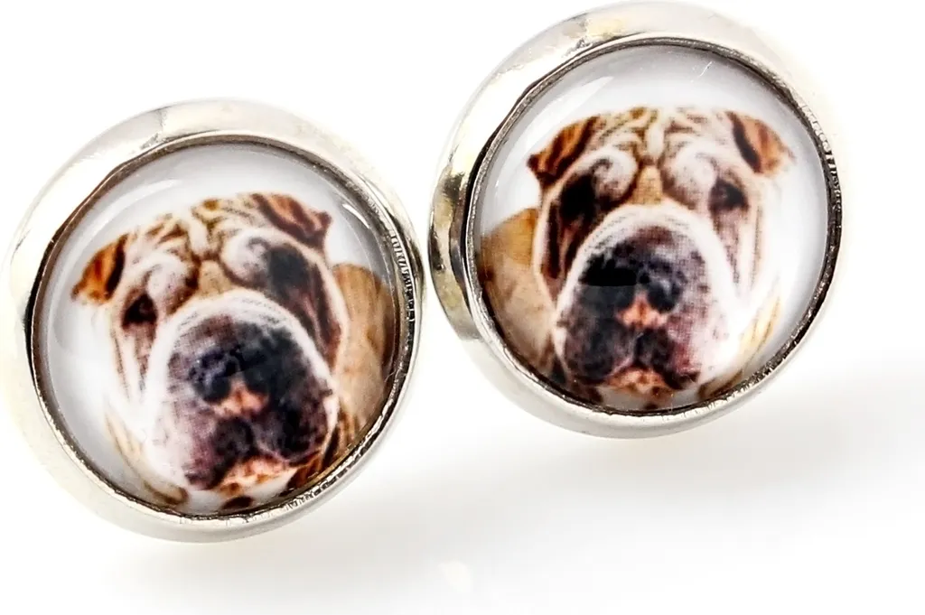 Shar Pei - Orecchini in una scatola, la tua foto, gioielli fatti a mano, marchio proprio di Art-Dog.