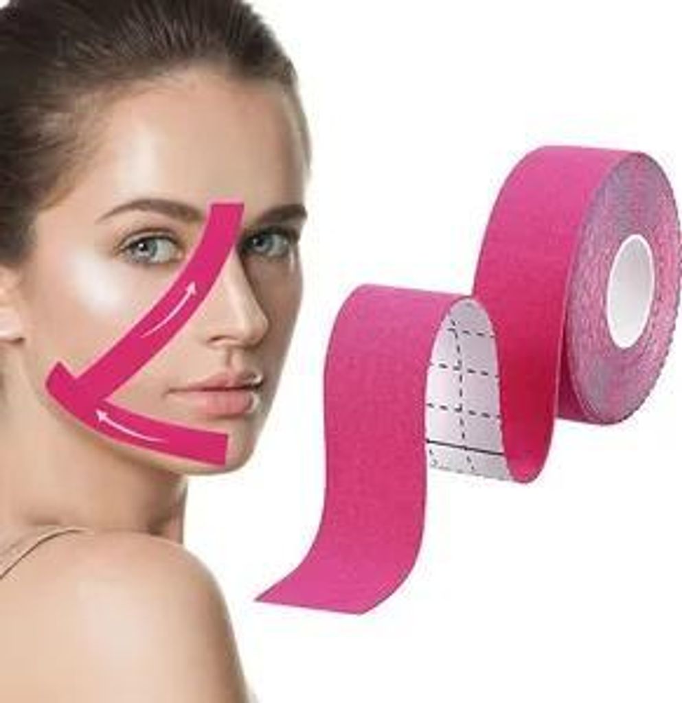 Face Lifting Tape, Myofasziales Gesichtstraffungsband, Anti-Falten Patches, Wrinkle Schminkles, Face Eye Neck Lift Tape, 2.5cm*5m, Rose