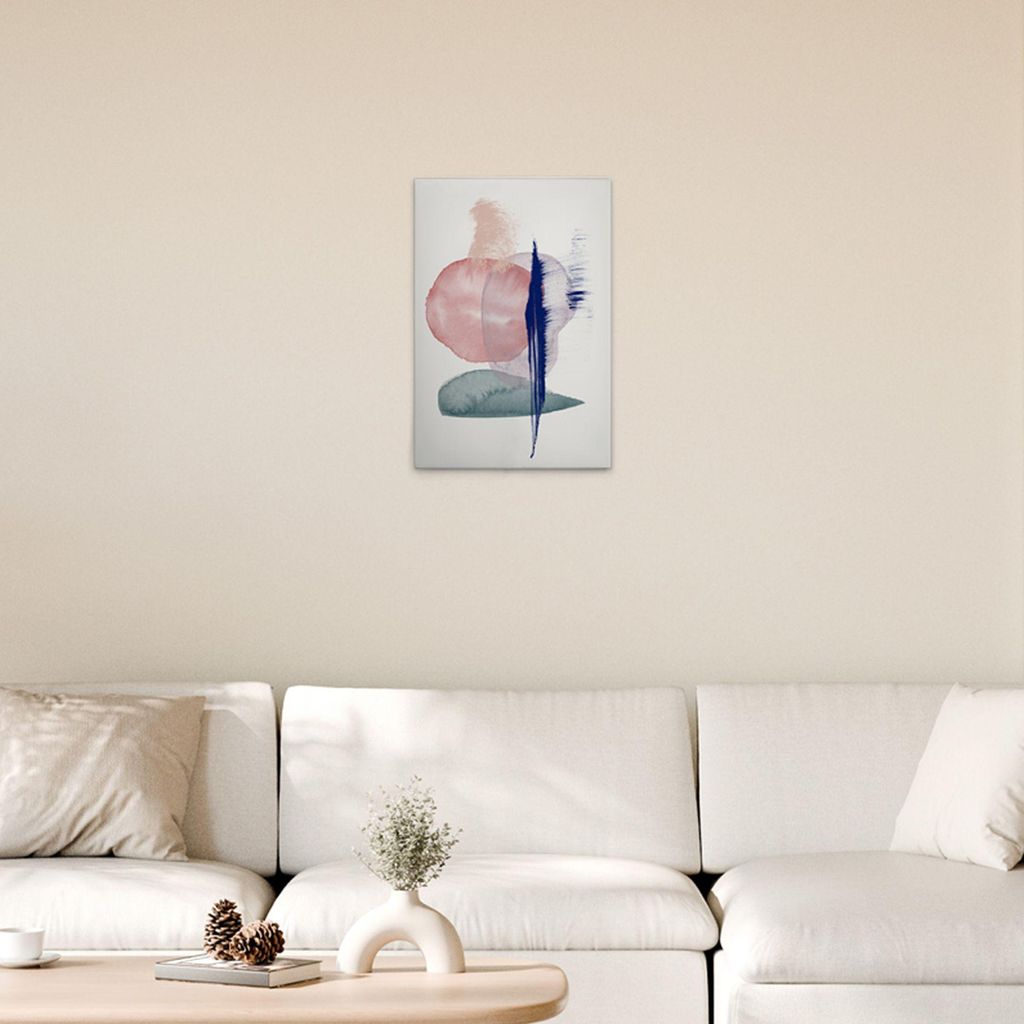 TADESSI Leinwandbild Abstrakte Formen - Wandbild 40 x 60 cm - Kunstdruck auf Leinwand in Bunt Weiß - M1-No.51182