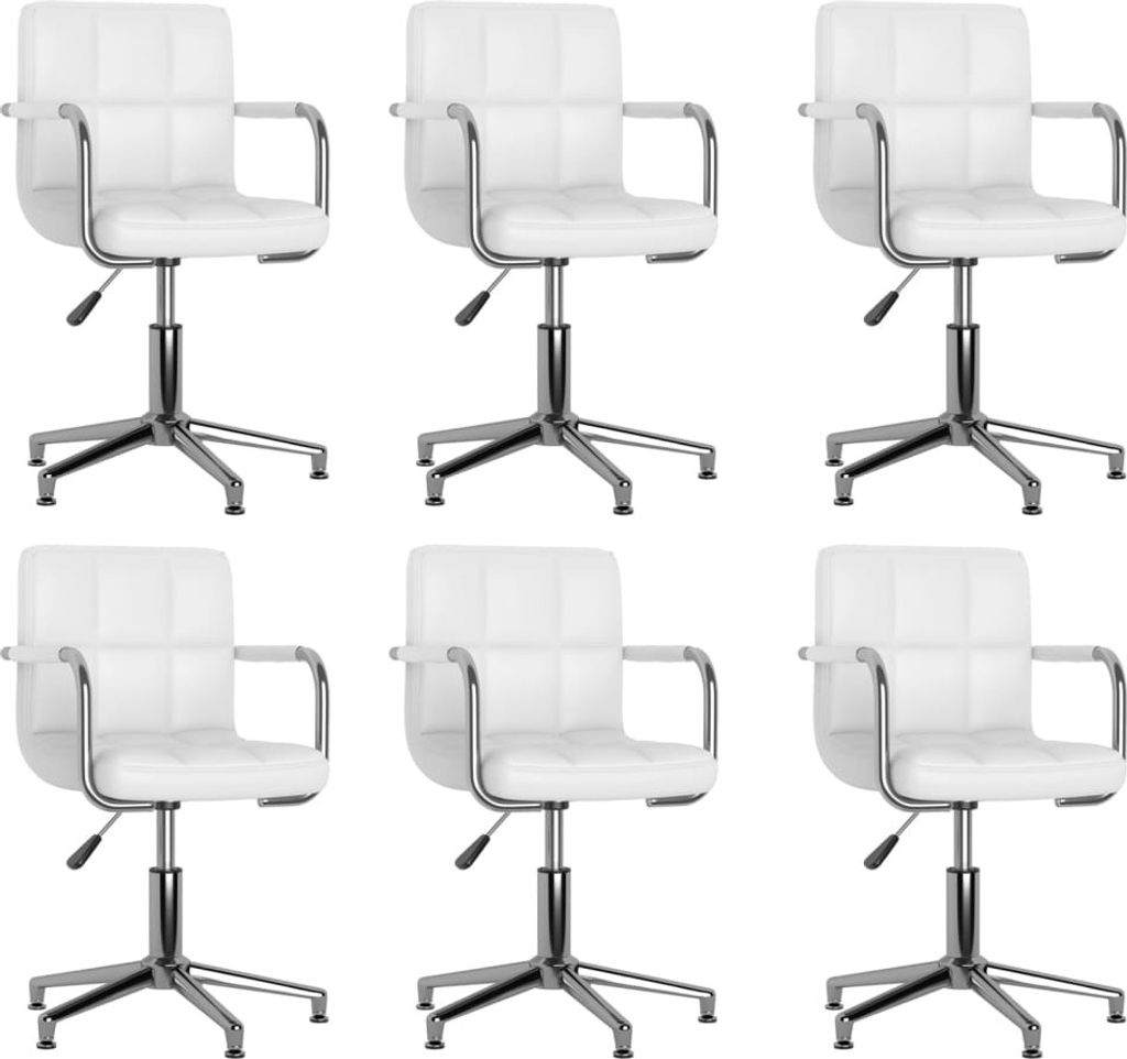 The Living Store Esszimmerstühle 6 Stk. Drehbar Weiß Kunstleder