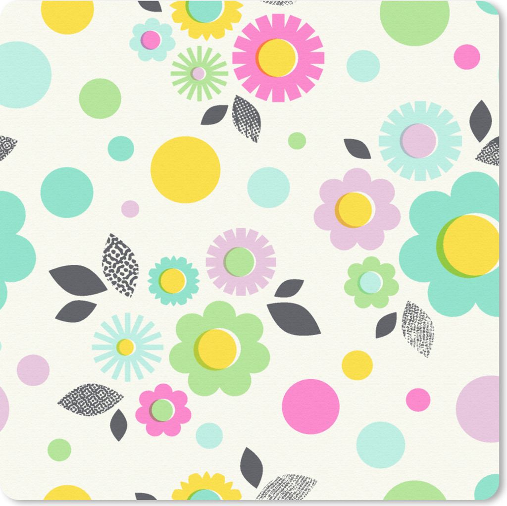 MuchoWow Mauspad Mousepad Muster - Blumen - Blätter 30x30 cm - Mousepads - Maus Mat - Pad - Mausunterlage - Gaming