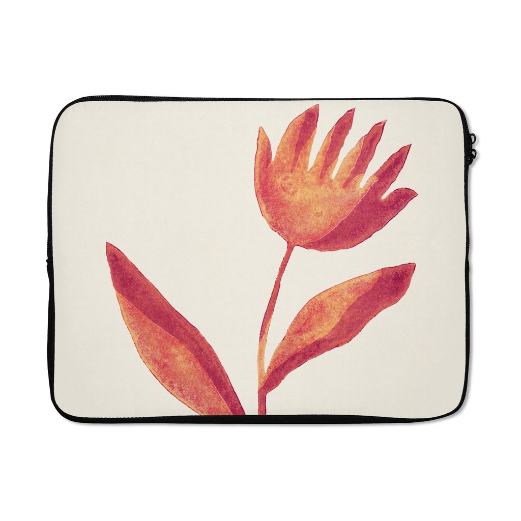 MuchoWow Laptop Hülle 15 Zoll Blumen - Pflanze - Rot - Pastell Laptoptasche - Laptoptasche - Sleeve - Rundum-Schutz