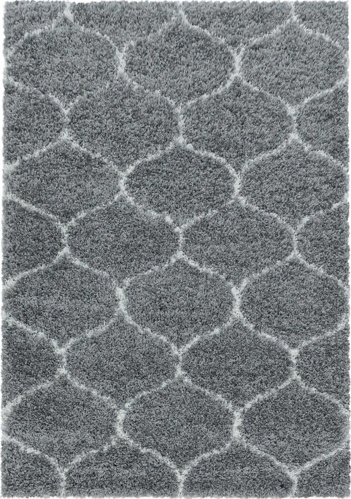 Teppium Tapis Shaggy Gris 280x370 cm Scandinave Géométrique XXL Salon