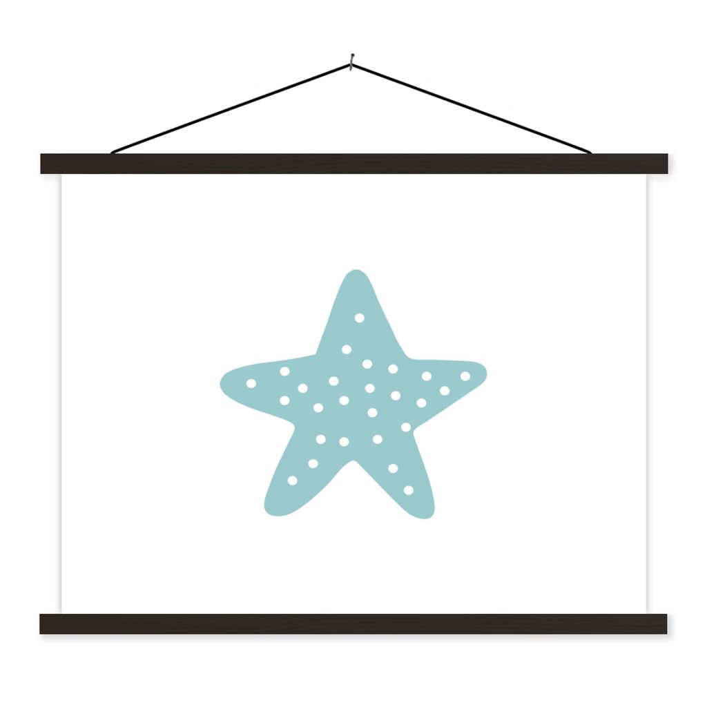 MuchoWow Textilposter Stern - Punkte - Pastell - Mädchen - Jungen - Kinder 150x113 cm mit holzfarbenen Rahmen - Poster