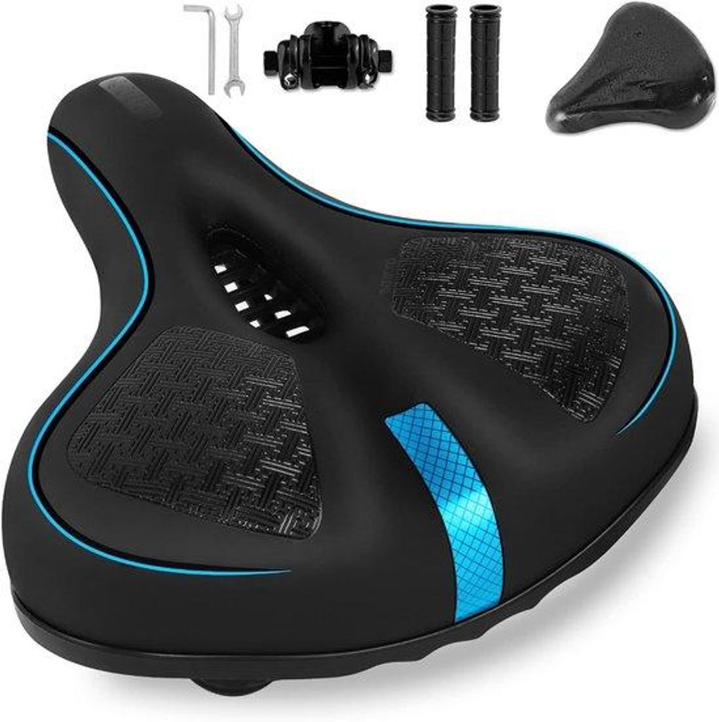 Extra großes Fahrradsattel aus viskoelastischem Schaumstoff mit Federung, bequem, wasserdicht, atmungsaktiv, hohl und ergonomisches Design, geeign...
