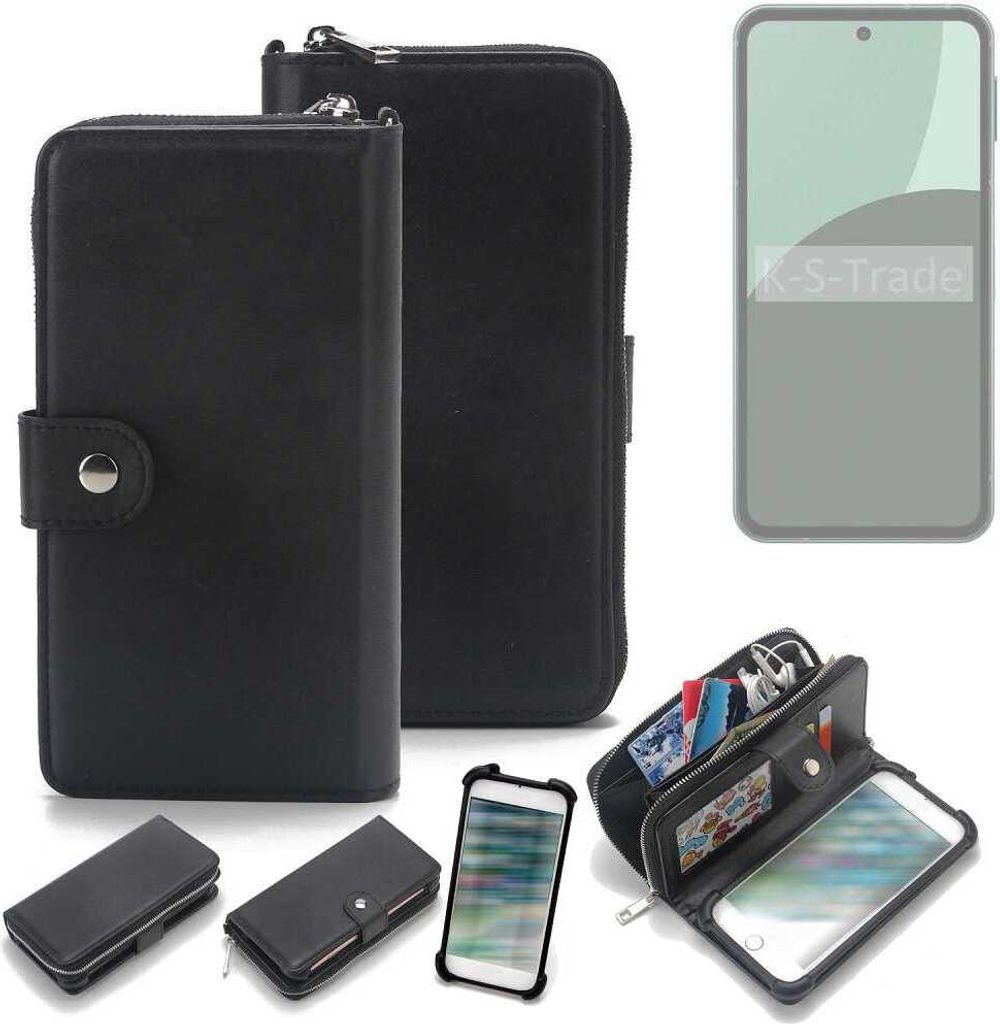 K-S-Trade 2in1 Handyhülle Schutzhülle kompatibel mit Sharp Aquos Sense9 & Portemonnee Cover Handy Hülle Case Etui Geldbörse Wallet Bookstyle