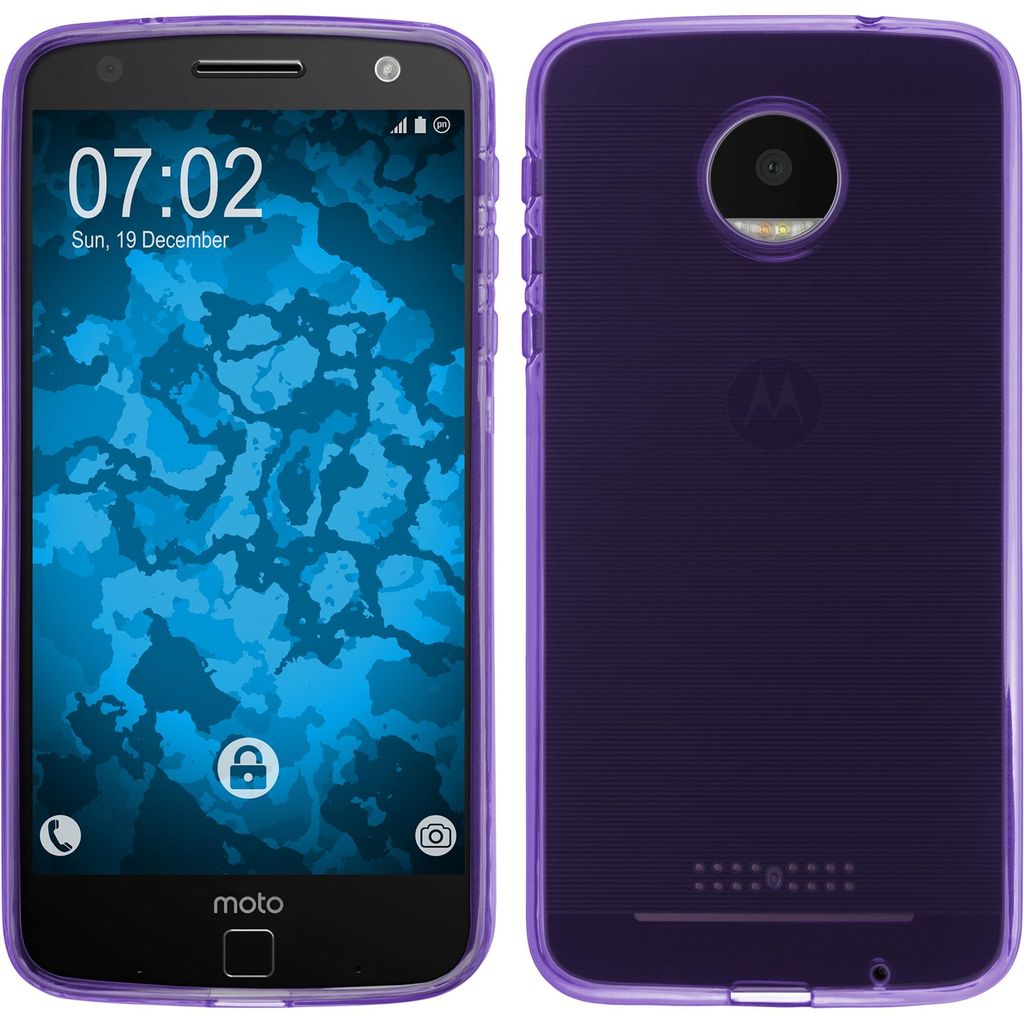 PhoneNatic Case kompatibel mit Lenovo Moto Z Force - lila Silikon Hülle transparent + 2 Schutzfolien