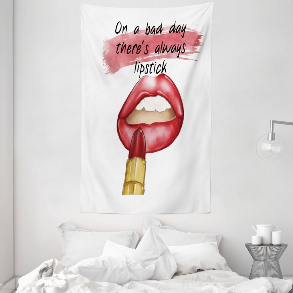 ABAKUHAUS Mode Wandteppich und Tagesdecke, Wörter Schönheit Charm Makeup aus Weiches Mikrofaser Stoff Waschbar ohne Verblassen Digitaldruck, 140 ...