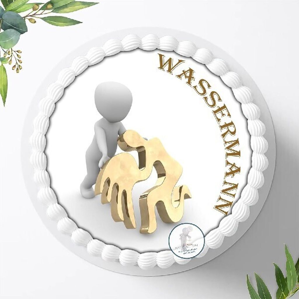 Für die Geburtstags Torte ein Tortenaufleger, Zuckerbild mit dem Motiv: Wassermann, Essbares Foto für Torten, Fondant, Ø 20cm, 3614