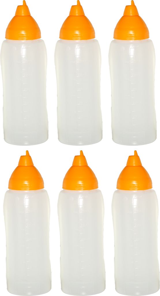 6 gelbe Quetschflaschen 750 ml tropffrei Ketchupflaschen Senfflasche Mayonaiseflasche