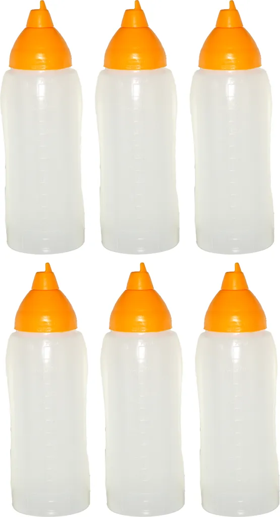 6 Bottiglie Squeeze 750ml Gialle Professionali - Dispenser Salse Buffet