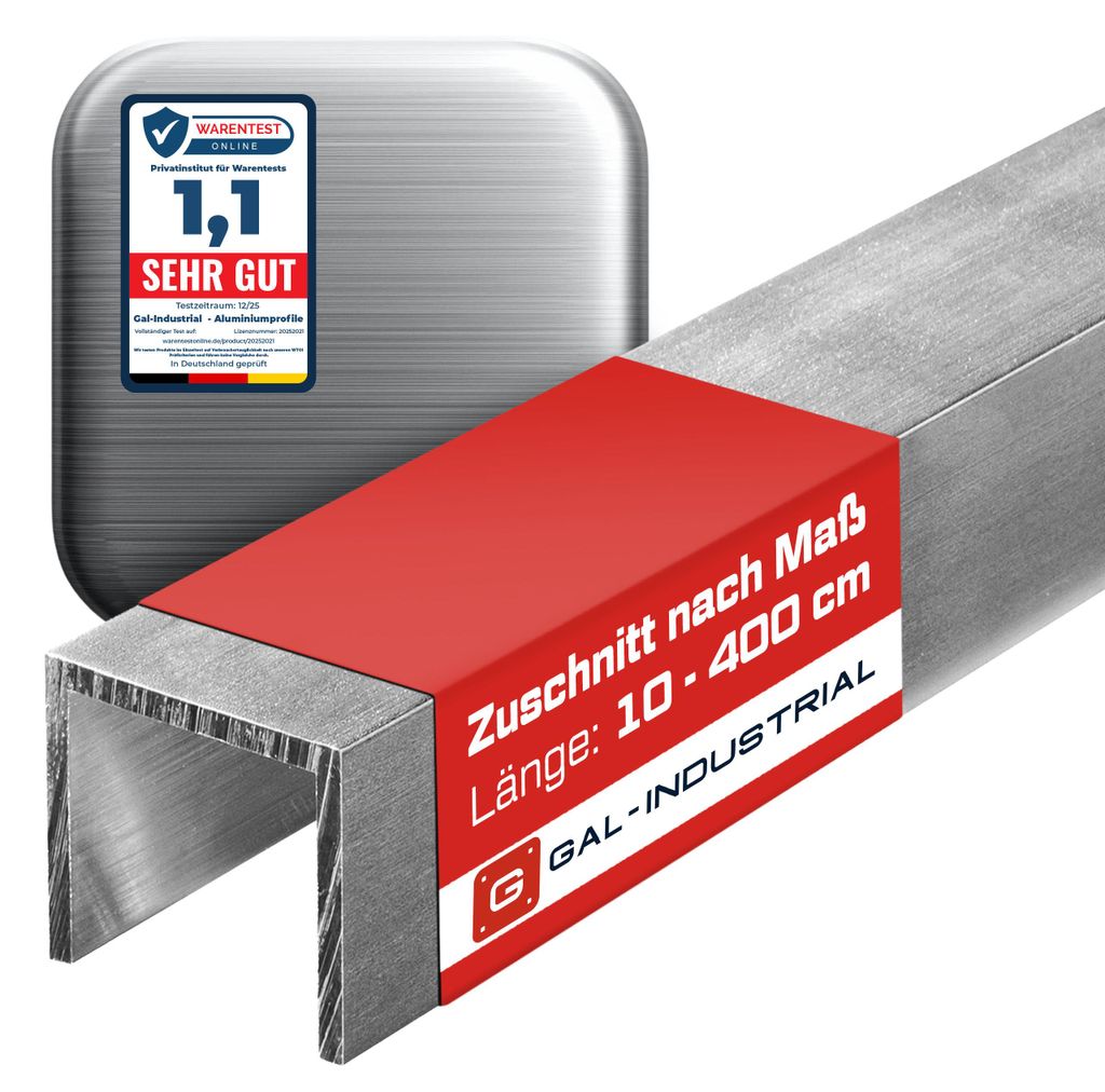 ALUMINIUM U-PROFIL GEBÜRSTET 15x15x15x2mm 100 cm + Produktbild 