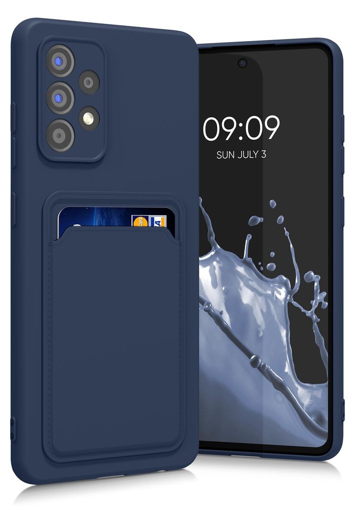 kwmobile Handyhülle für Samsung Galaxy A52 / A52 5G / A52s 5G Hülle mit Kartenfach - TPU Case - Kabelloses Laden - Schutzhülle Cover in Dunkelblau