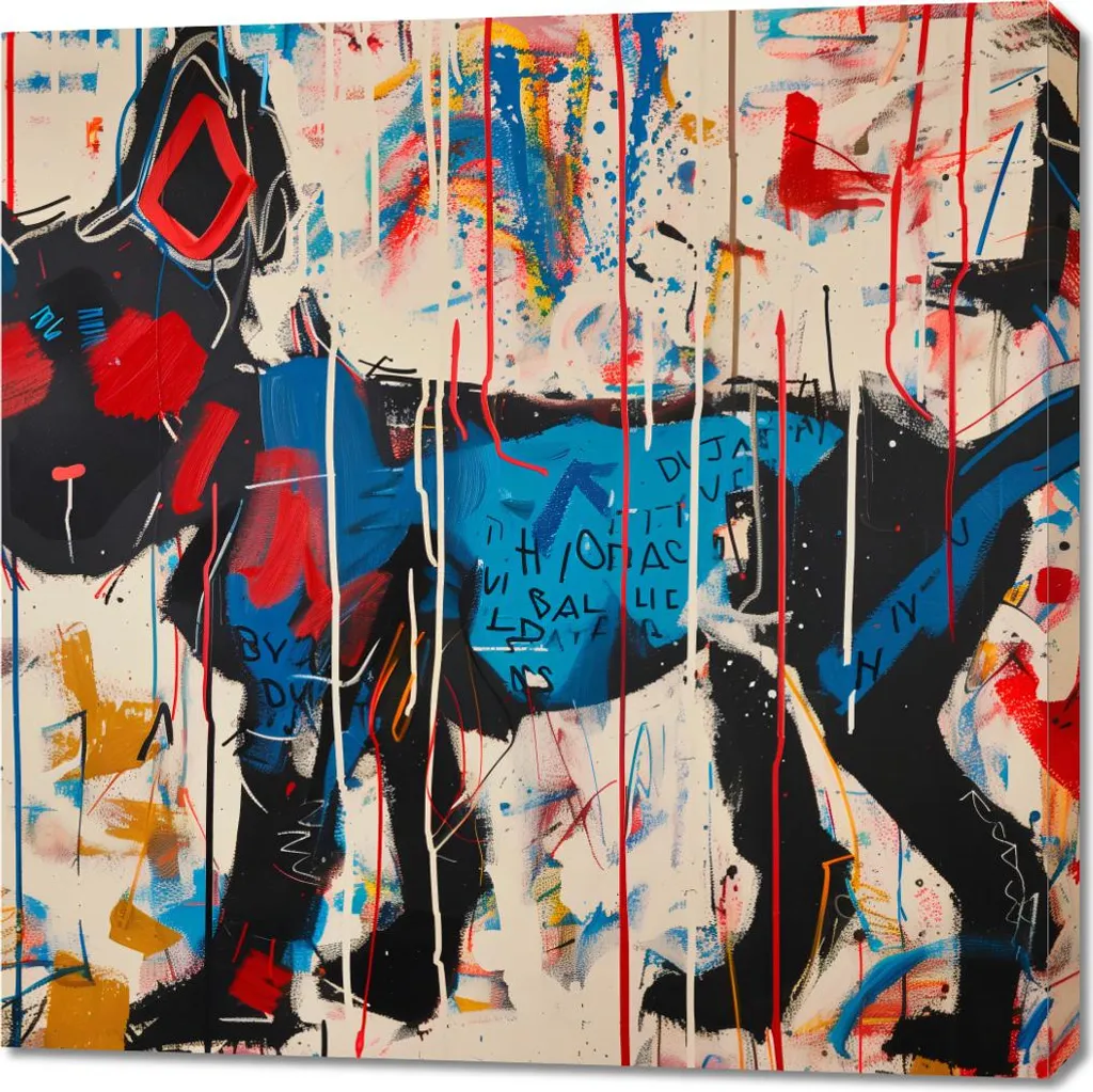 Tableau Image 90 x 90 cm Ville Chien - Décoration Murale Carrée Moderne