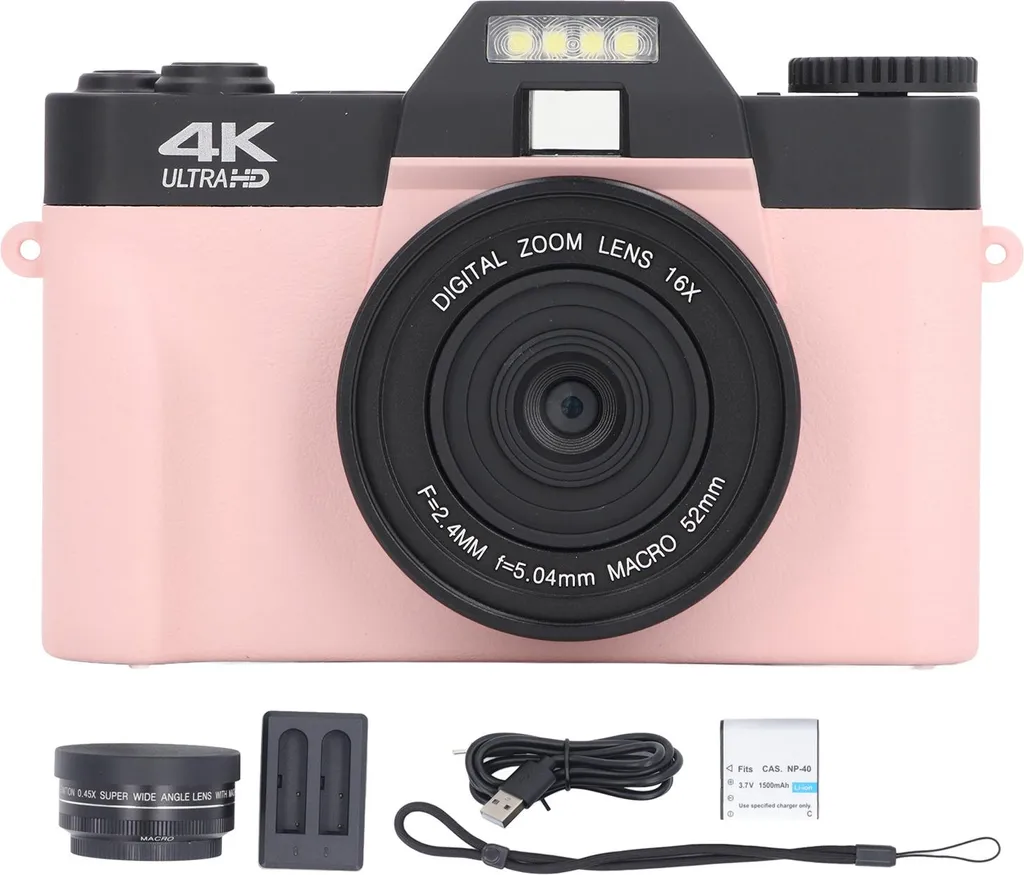 Caméra 4K 56MP Autofocus avec zoom 16x et stabilisation anti-shake 3''