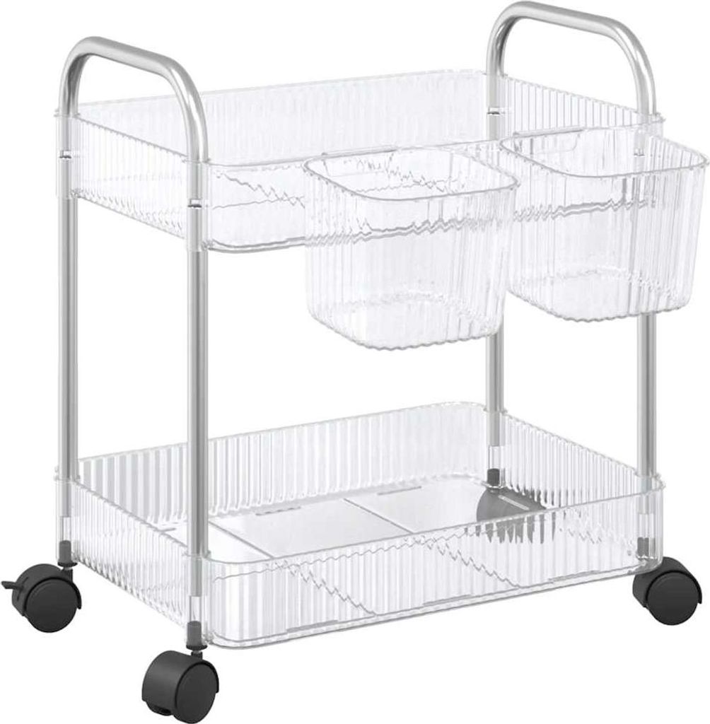 vidaXL Úložný vozík 2 police Transparent 37x28x43,5 cm Obrázek produktu 