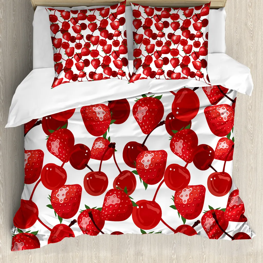 ABAKUHAUS Copripiumino Rosso Ciliegia 155x220 - Set Letto Antiacaro
