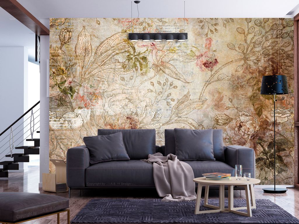 Vlies Fototapete Blumen 400x280 cm Tapeten Wandtapete XXL Pflanzenmotiv Botanik Vintage Retro b-C-0770-a-a