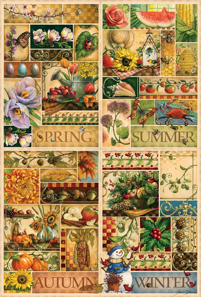 Grand puzzle 2000 pièces paysage Quatre Saisons pour adultes passionnés