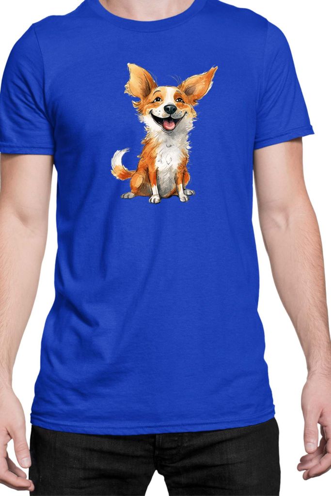Herren T-Shirt Funny Dogs Breeds Corgi Dog Breed, Man 3XL / Blau