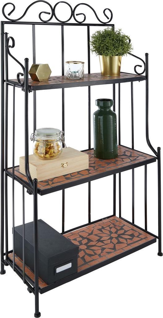 tectake® Metallregal mit 3 Mosaikböden 61 x 29 x 114 cm