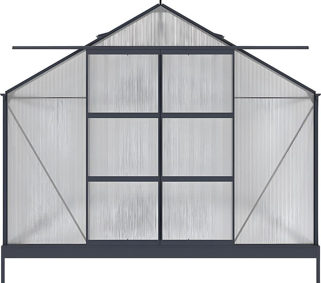Polycarbonat-Gartengewächshaus 13 m² KALIDA mit Sockel - Anthrazit -