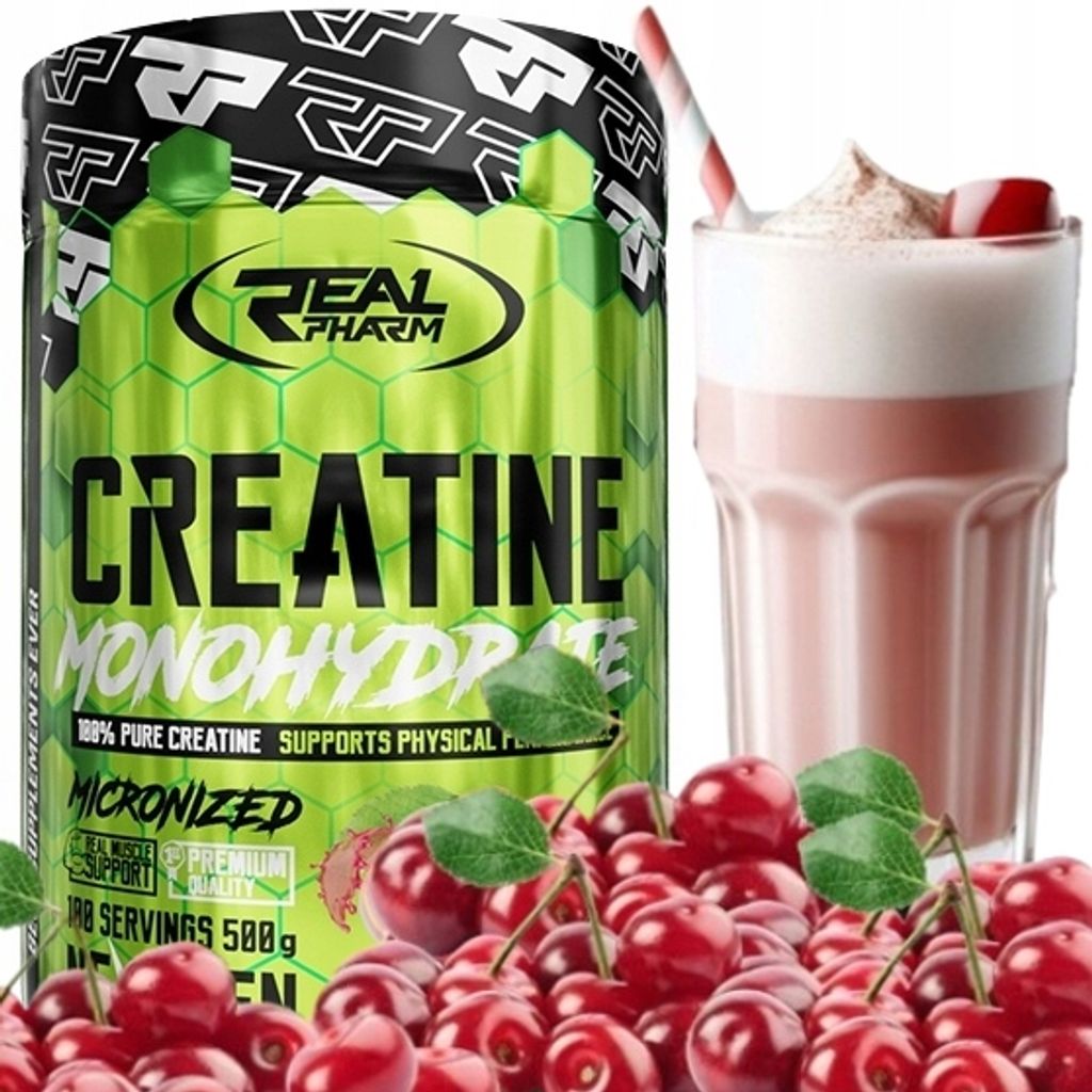 Kreatinmonohydrat in Pulverform Kraft REAL PHARM CREATINE 500 g Geschmack: CHERRY LIMEADE