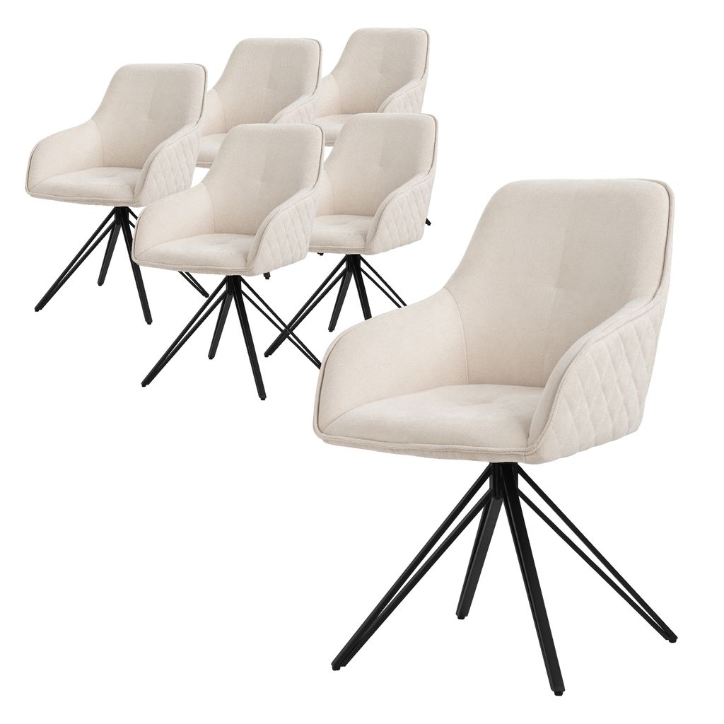 ML-Design 6x Esszimmerstuhl drehbar, Creme, aus Textil Produktbild 
