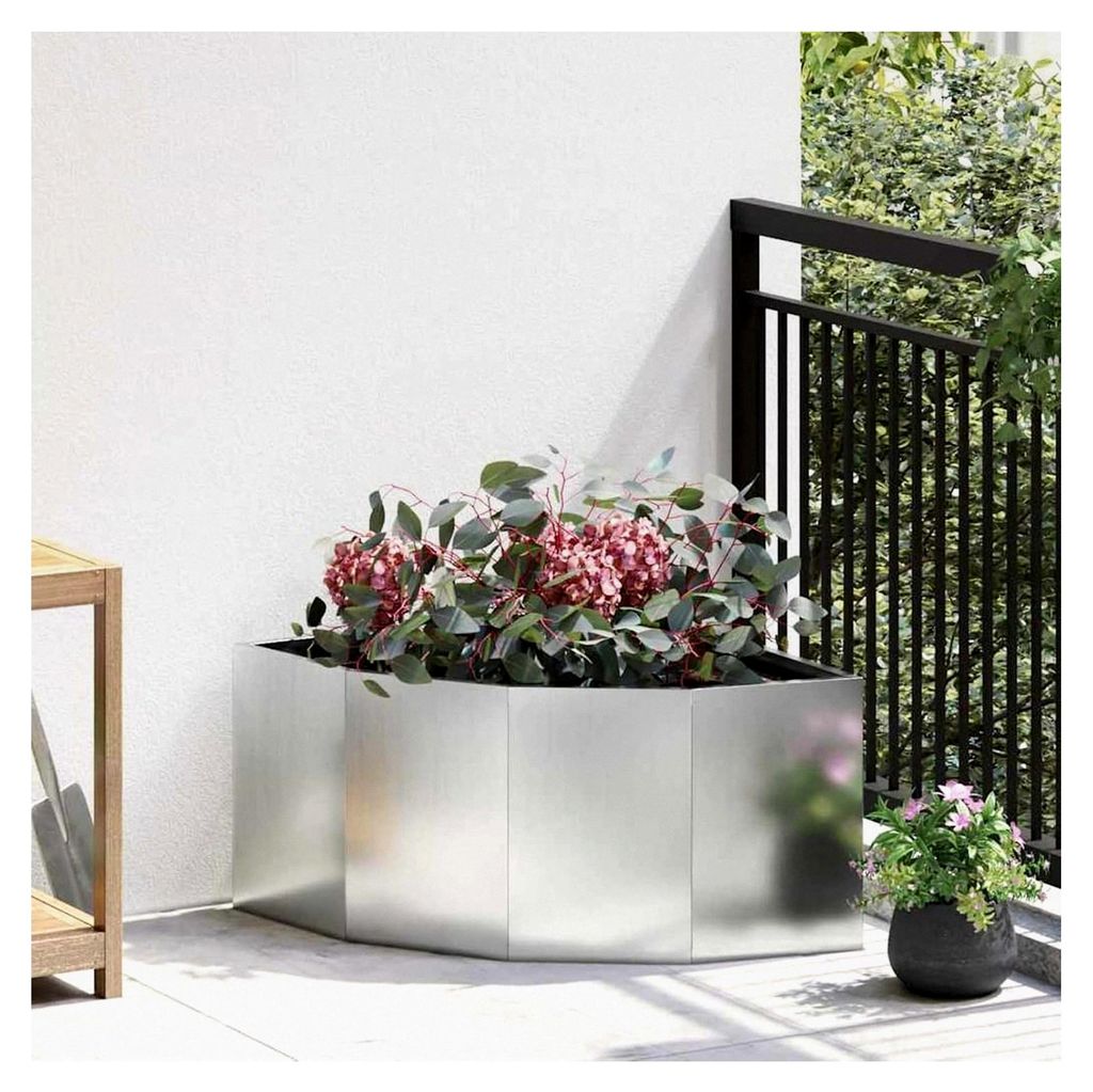 Eckpflanzer aus verzinktem Stahl 60 x 60 x 35 cm für Balkon, Garten und Terrasse