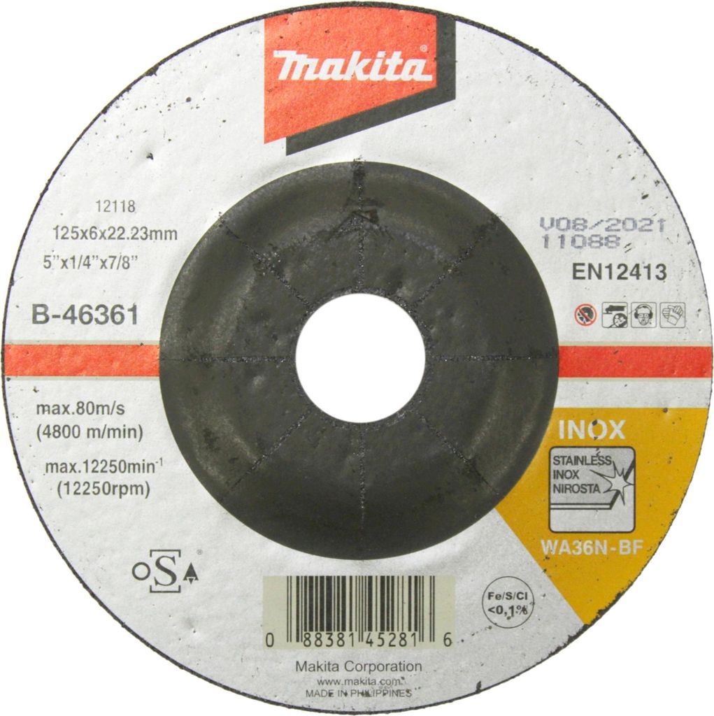 Makita Zubehör Schruppscheibe 125 x 6 mm INOX - B-46361