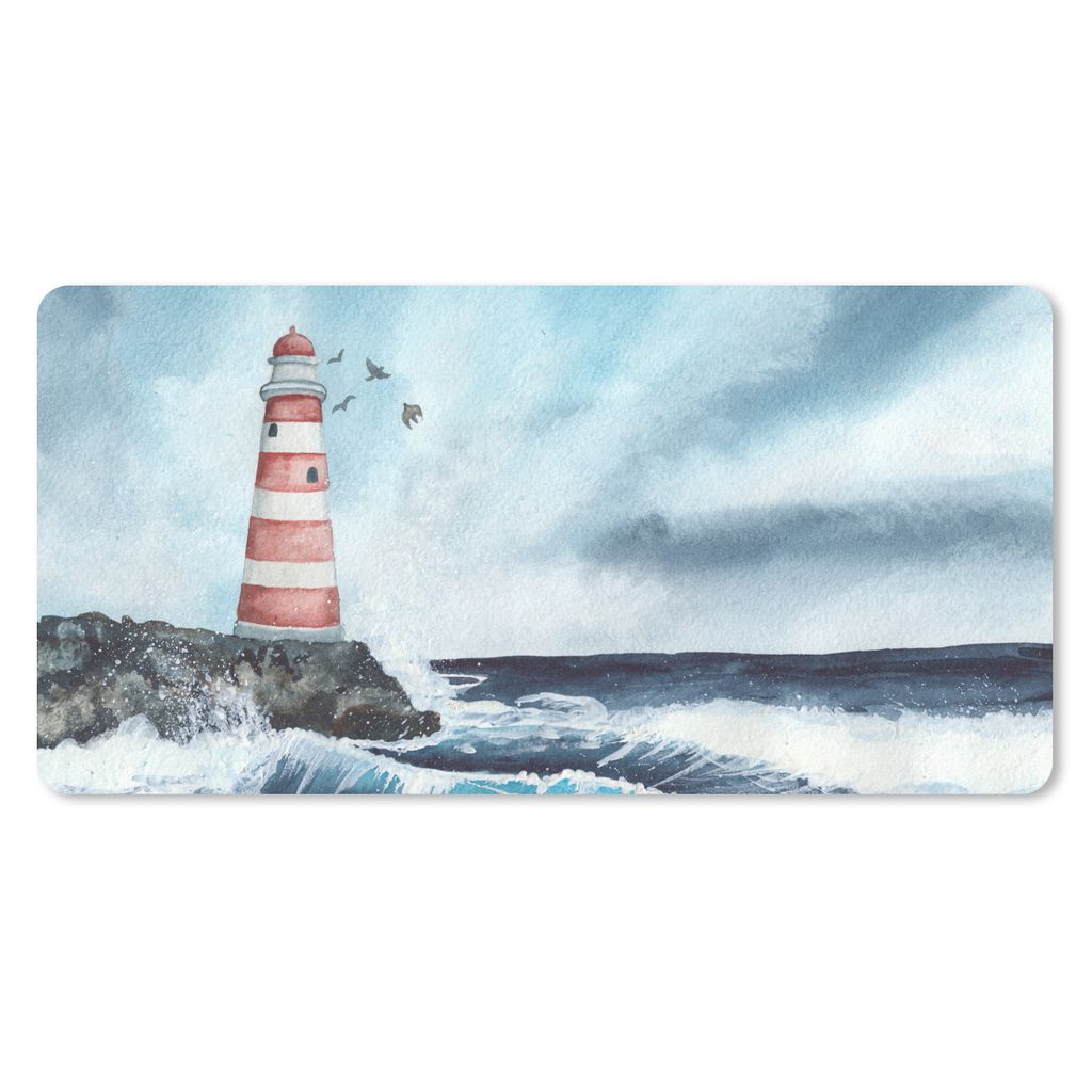 MuchoWow Mauspad Mousepad Leuchtturm - Meer - Golf 60x30 cm - Mousepads - Maus Mat - Pad - Mausunterlage - Nachhaltig