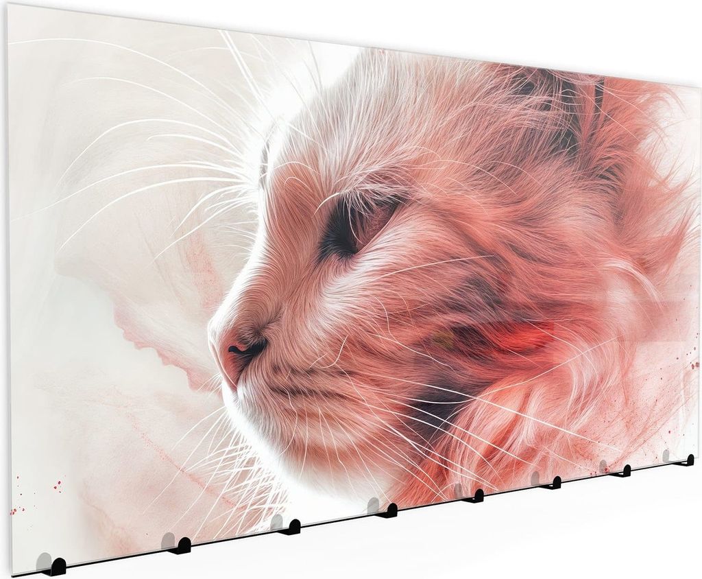 Wandgarderobe mit Magnetwand & Memoboard aus Glas Katze Profil Rouge