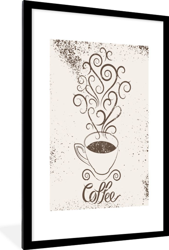MuchoWow MuchoWow Gerahmtes Poster Vintage - Kaffee - Sprichwörter - Zitate 60x90 cm - Poster mit zchwarzem Bilderrahmen - Dekoration - Wandpo...