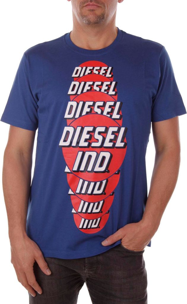 Diesel T-Palagia Herren T-Shirt Rundhals Kurzarm Blau