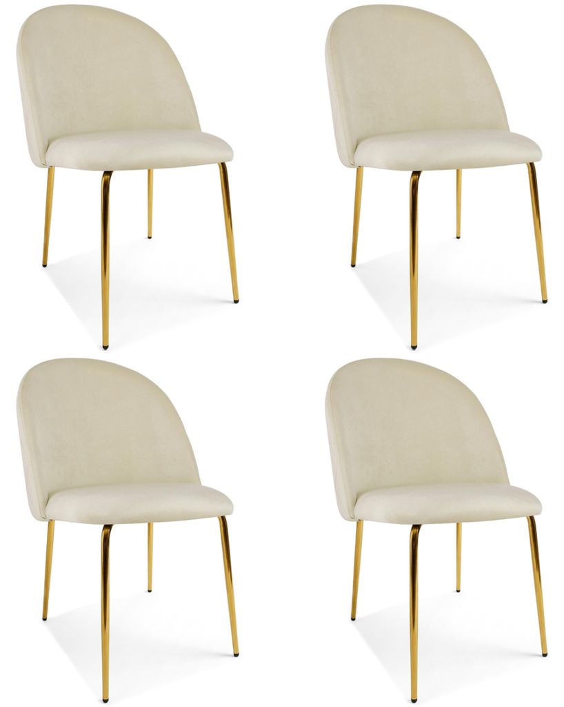 Sessel Inca – Samt, Hellbeige / Füße: Goldfarben, 4 Stück Produktbild 