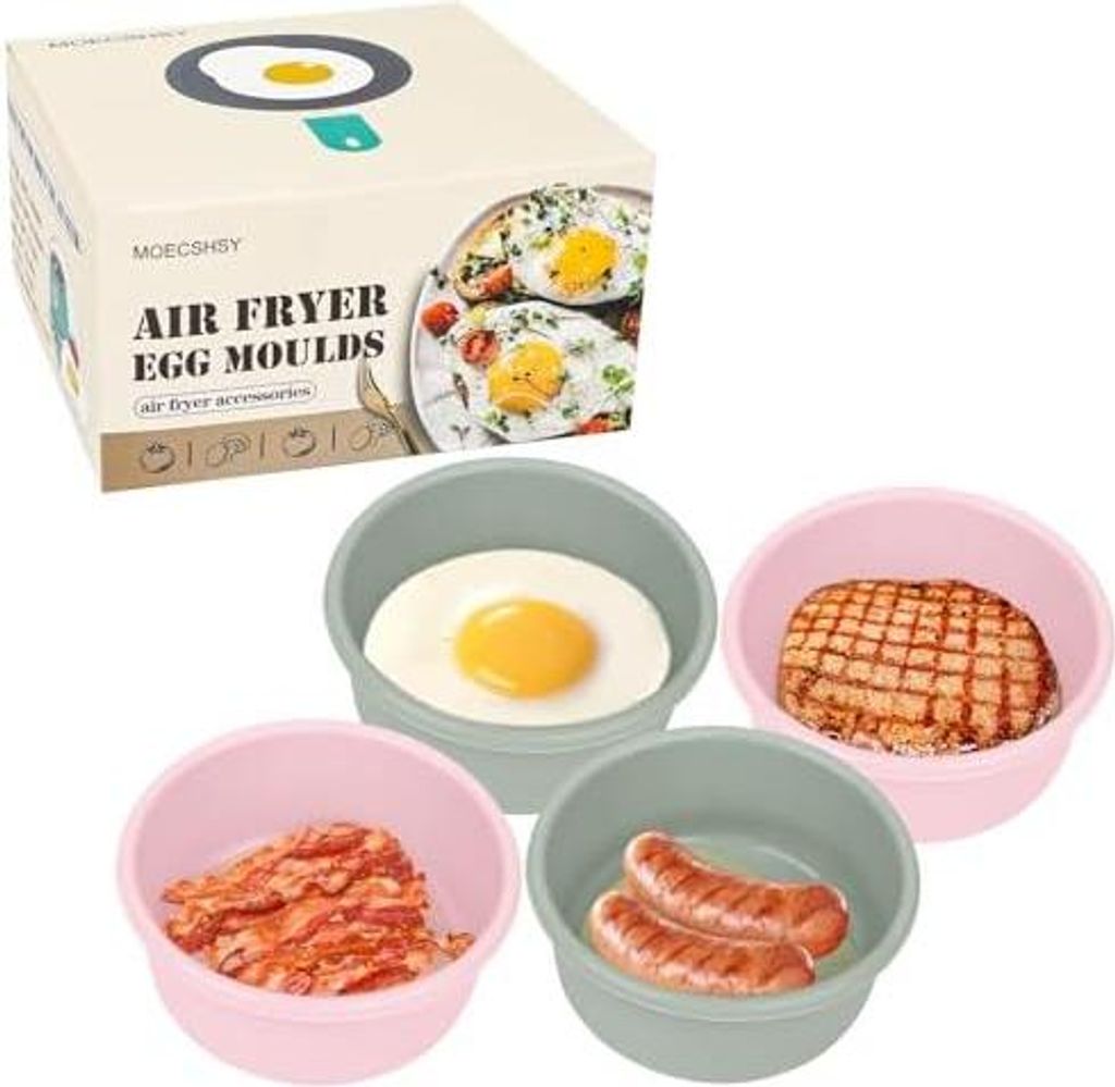 Ei-Formen für Luftfritteuse, 13,3 cm, Antihaft-Silikon-Auflaufförmchen für Heißluftfritteuse, Ofen und Mikrowelle, wiederverwendbar, lebensmitt...